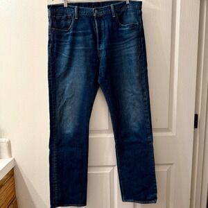 Levis 501 Original Fit Stretch Men 38x34 Straight Leg Button Fly Jeans Dark Wash